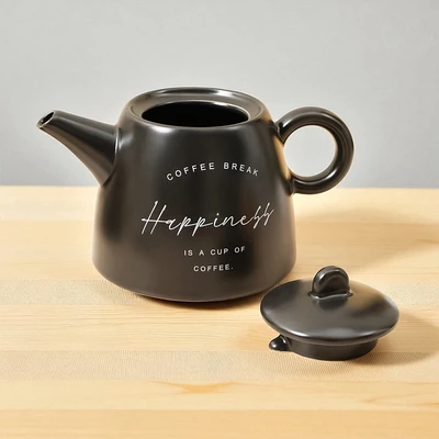 Gambar Appetite Brielle Teko Teh & Cangkir Porcelain Dengan Saucer 700 ml Set 5 Pcs - Hitam/Putih