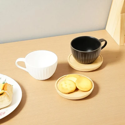 Gambar Appetite Brielle Cangkir Porcelain Dengan Saucer 200 ml Set 4 pcs - Hitam/Putih