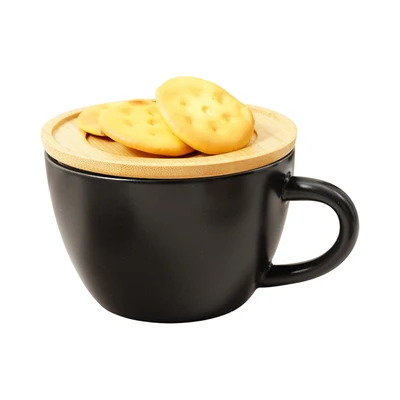 Gambar Appetite Brielle Cangkir Porcelain Dengan Saucer 470 ml Set 4 pcs - Hitam/Putih