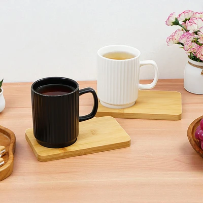 Gambar Appetite Brielle Mug Porcelain Dengan Nampan 380 ml Set 2 pcs - Putih/Hitam