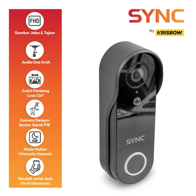 Krisbow Sync Smart Bel Pintu Dengan Kamera Chime Ring Hitam