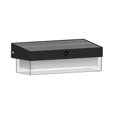 Gambar Krisbow Trans Lampu Dinding Outdoor LED Solar 3CCT IP54 Rectangle - Hitam