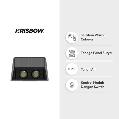 Gambar Krisbow Plain Lampu Dinding Outdoor LED Solar 1 Watt 3CCT IP65 - Hitam