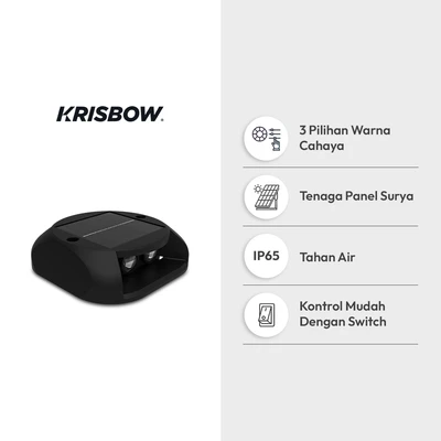 Gambar Krisbow Lampu Taman LED Solar 1 Watt 3000K IP65 - Hitam