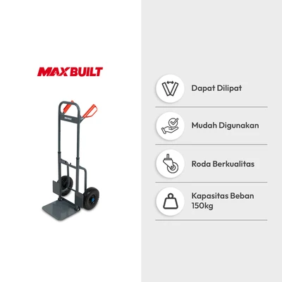 Gambar Maxbuilt 57x48x115 cm Troli Barang Lipat - Abu-Abu