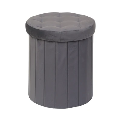 Gambar Selma Hena Bangku Ottoman Fabric Dot - Abu-Abu