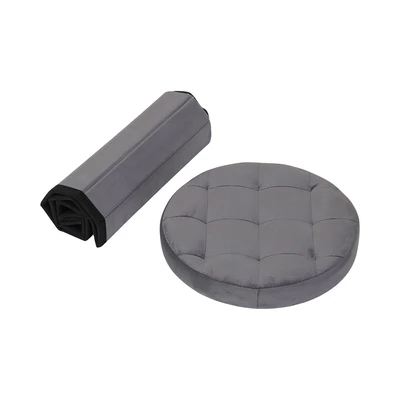 Gambar Selma Hena Bangku Ottoman Fabric Dot - Abu-Abu