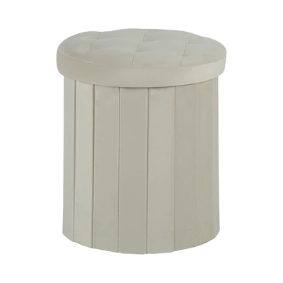 Gambar Selma Hena Bangku Ottoman Fabric Dot - Krem