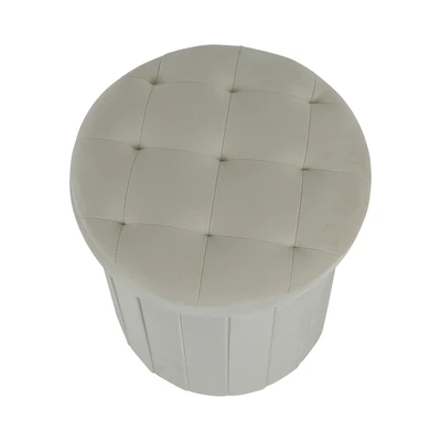 Gambar Selma Hena Bangku Ottoman Fabric Dot - Krem