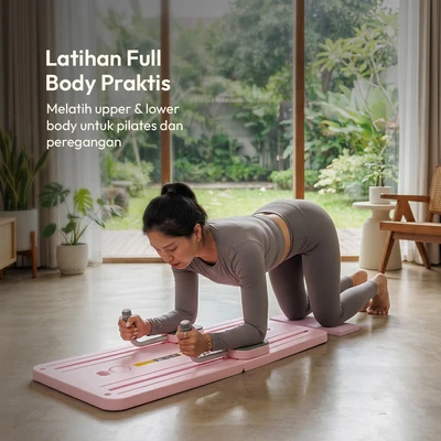 Gambar Alph Mini Pilates Reformer Dengan Resistance Band - Pink