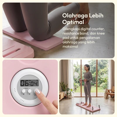 Gambar Alph Mini Pilates Reformer Dengan Resistance Band - Pink
