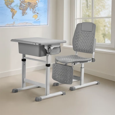 Gambar Informa Bella Set Meja & Kursi Sekolah Reclined - Abu-Abu