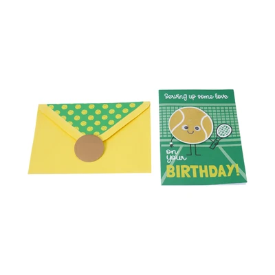 Gambar Ataru Kartu Ucapan Birthday Tennis Ball - Hijau