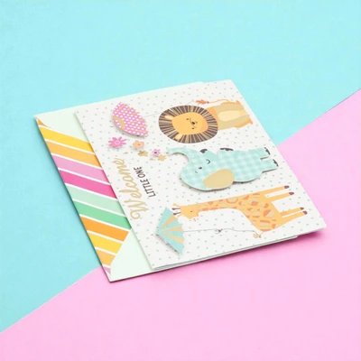 Gambar Ataru Kartu Ucapan Newborn Baby Animal With Gold Foil - Mix