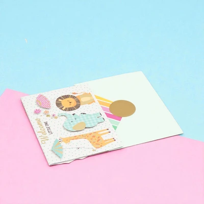 Gambar Ataru Kartu Ucapan Newborn Baby Animal With Gold Foil - Mix