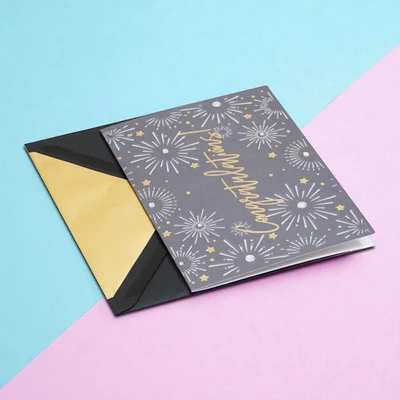 Gambar Ataru Kartu Ucapan Celebration Foil - Hitam/Gold