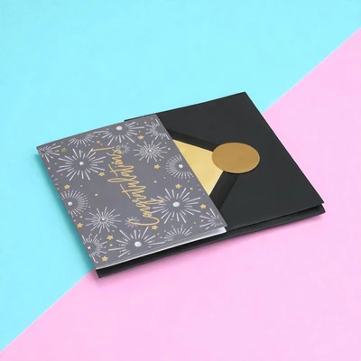 Gambar Ataru Kartu Ucapan Celebration Foil - Hitam/Gold