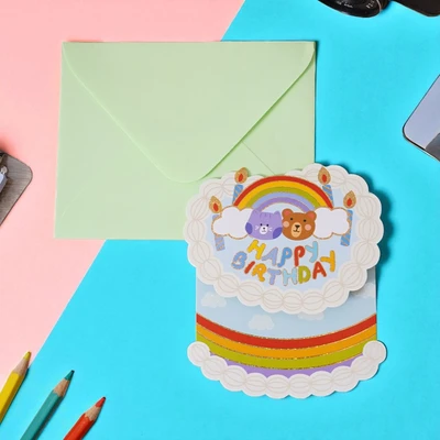 Gambar Ataru Kartu Ucapan Birthday Cut Out Cake Random