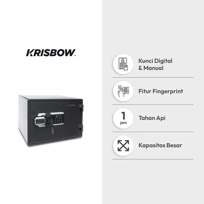 Gambar Krisbow Ignite Brankas Tahan Api Fingerprint 49.6x39x35.5 cm - Hitam