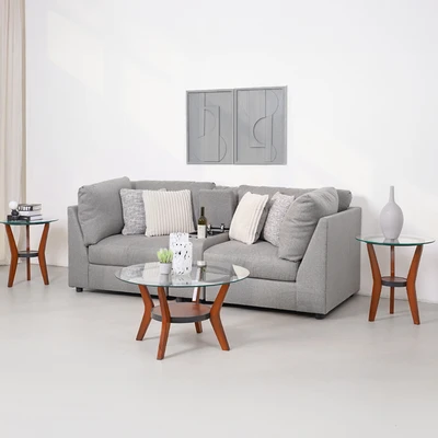 Gambar Ashley Kellway Set Sofa Fabric 2 Seater Dengan Penyimpanan - Abu-Abu