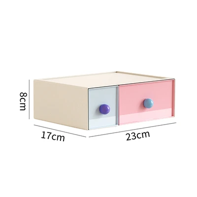 Gambar Stora Clown Laci Penyimpanan Stackable 2 Kompartemen 23x17x8 cm - Mix