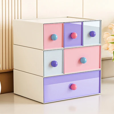Gambar Stora Clown Laci Penyimpanan Stackable 3 Kompartemen 23x17x8 cm - Mix