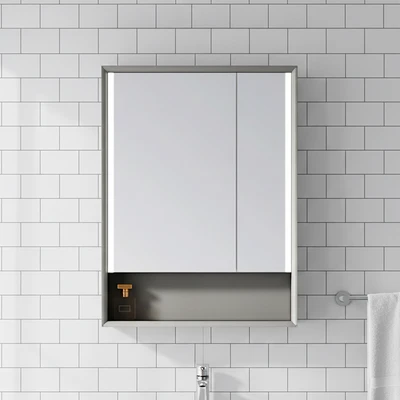 Gambar Informa Berlin Kabinet Dinding Kamar Mandi Dengan Cermin 55x12x70 cm - Abu-Abu