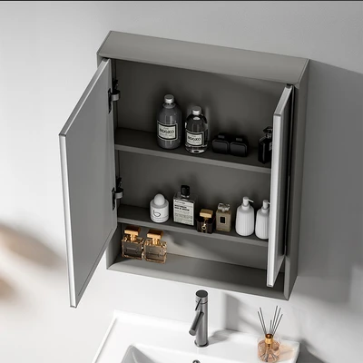 Gambar Informa Berlin Kabinet Dinding Kamar Mandi Dengan Cermin 55x12x70 cm - Abu-Abu
