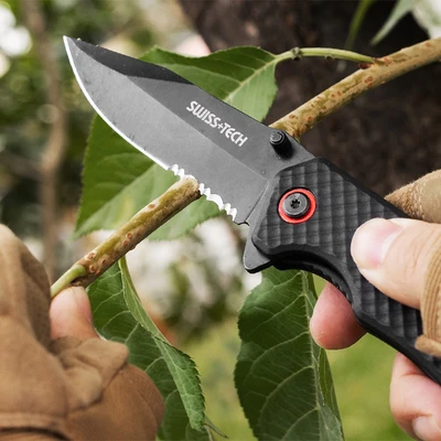 Gambar Swiss Tech 4 inch Pisau Saku Lipat - Hitam