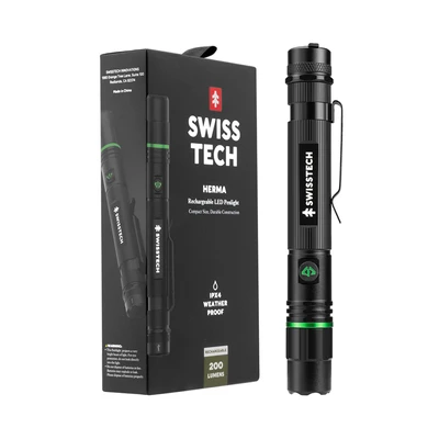 Gambar Swiss Tech Senter LED Rechargeable 200 Lumen ST031619 - Hitam