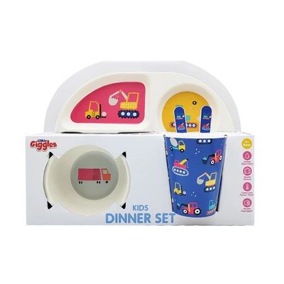 Gambar Little Giggles Set Ecohome Perlengkapan Makan Anak Vehicle - Putih