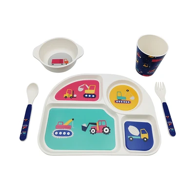 Gambar Little Giggles Set Ecohome Perlengkapan Makan Anak Vehicle - Putih