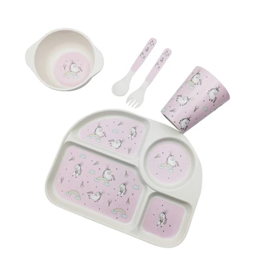 Gambar Little Giggles Set Ecohome Perlengkapan Makan Anak Unicorn - Pink
