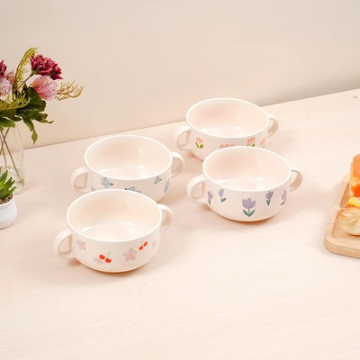 Gambar Appetite Florence Mangkuk Saji Porcelain 420 ml Set 4 pcs - Pink