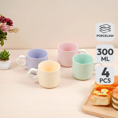 Gambar Appetite Freesia Mug Porcelain 300 ml Set 4 pcs - Mix
