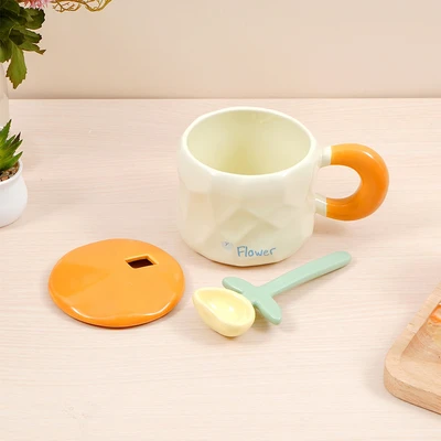 Gambar Appetite Mug Porcelain Dengan Tutup & Sendok 450 ml Set 2 pcs - Mix
