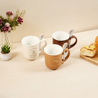 Gambar Appetite Hazel Mug Porcelain Dengan Sendok 380 ml Set 3 pcs - Mix