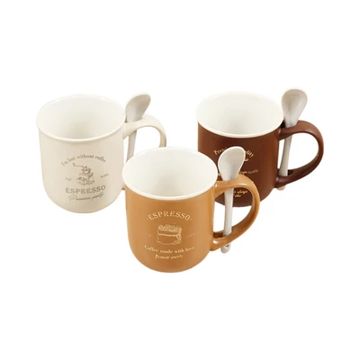 Gambar Appetite Hazel Mug Porcelain Dengan Sendok 380 ml Set 3 pcs - Mix