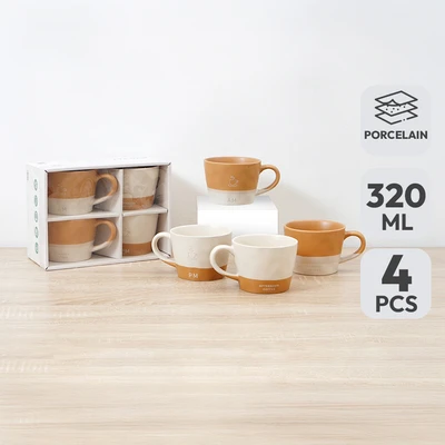 Gambar Appetite Hazel Mug Porcelain 320 ml Set 4 pcs - Cokelat