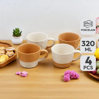 Gambar Appetite Hazel Mug Porcelain 320 ml Set 4 pcs - Cokelat