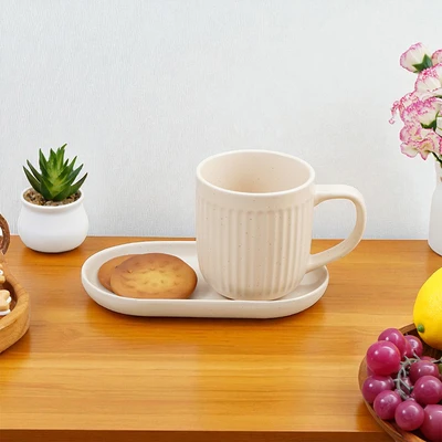 Gambar Appetite Hazel Mug Porcelain Dengan Nampan 350 ml - Putih