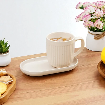 Gambar Appetite Hazel Mug Porcelain Dengan Nampan 350 ml - Putih
