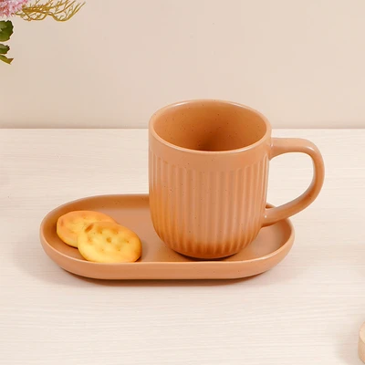 Gambar Appetite Hazel Mug Porcelain Dengan Nampan 350 ml - Cokelat