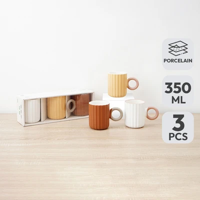 Gambar Appetite Hazel Mug Porcelain 350 ml Set 3 pcs - Mix