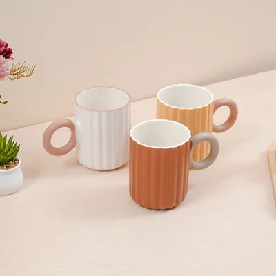 Gambar Appetite Hazel Mug Porcelain 350 ml Set 3 pcs - Mix