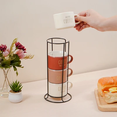 Gambar Appetite Hazel Mug Porcelain Dengan Rak 160 ml Set 5 pcs - Mix