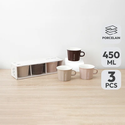 Gambar Appetite Hazel Mug Porcelain 450 ml Set 3 pcs - Mix