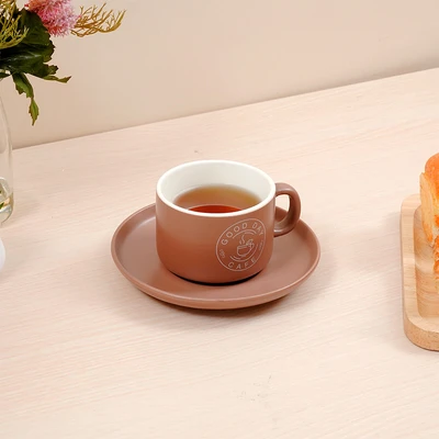 Gambar Appetite Hazel Cangkir Dengan Saucer Porcelain 240 ml Set 8 pcs - Cokelat/Krem