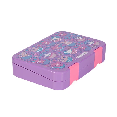 Gambar Tusslr Kotak Makan Plastik 3 Sekat Car 750 Ml - Ungu