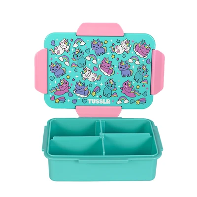 Gambar Tusslr Kotak Makan Plastik 4 Sekat Unicorn - Hijau